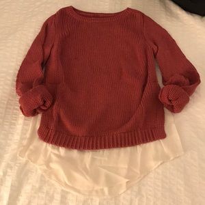 Loft 2-fer dusty red sweater - XS